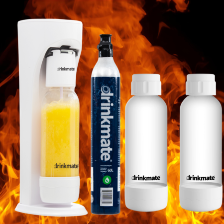 DRINKMATE OMNIFIZZ SOFTDRINK & SPARKLING WATER MAKER  WHITE MEGA PACK