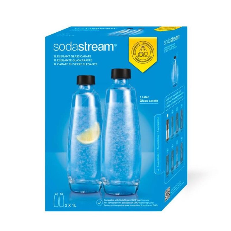SODASTREAM 1LTR GLASS BOTTLES TWIN PACK FOR SODASTREAM DUO