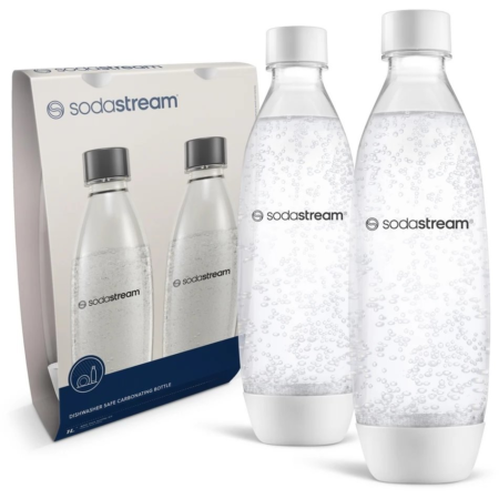 SODASTREAM 1LTR PET BOTTLES TWIN PACK  WHITE